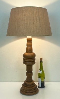 Large Turned Oak Table Lamp, 1960s-WZZ-1388691