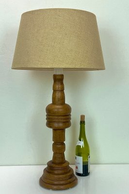 Large Turned Oak Table Lamp, 1960s-WZZ-1388691