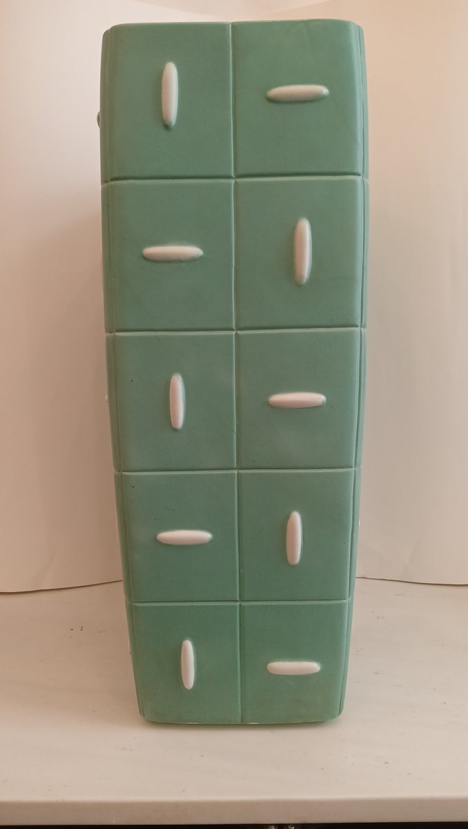 Large Two-Tone Glazed Ceramic Umbrella Stand by Giovanni Gariboldi, Italy, 1940s