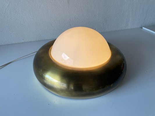 Large Ufo Opal Glass and Brass Sconce from Valenti, Italy, 1970s-RDS-1314398