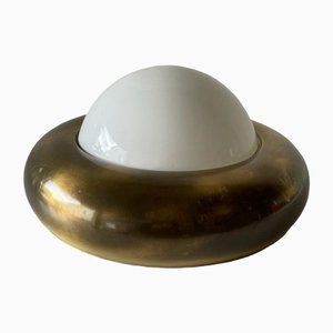 Large Ufo Opal Glass and Brass Sconce from Valenti, Italy, 1970s-RDS-1314398