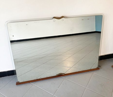 Large Unframed Mirror with Brass Shell Details, 1950s-GGK-1107242