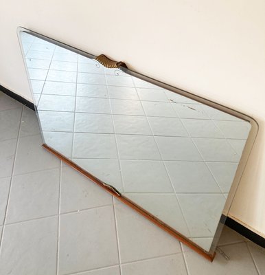 Large Unframed Mirror with Brass Shell Details, 1950s-GGK-1107242