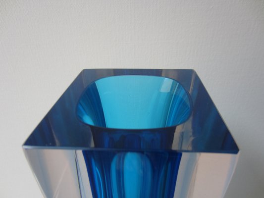 Large Uranium Murano Glass Block Vase-ICI-1799387