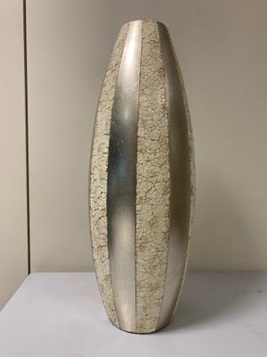 Large Vase with Natural Eggshell Inserts and Silver Leaf, 1950s-IJR-846261