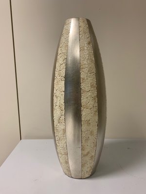 Large Vase with Natural Eggshell Inserts and Silver Leaf, 1950s-IJR-846261