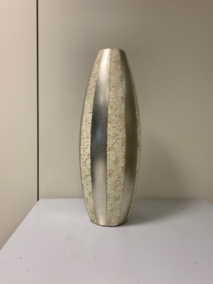 Large Vase with Natural Eggshell Inserts and Silver Leaf, 1950s-IJR-846261