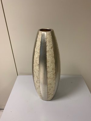 Large Vase with Natural Eggshell Inserts and Silver Leaf, 1950s-IJR-846261