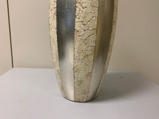 Large Vase with Natural Eggshell Inserts and Silver Leaf, 1950s-IJR-846261