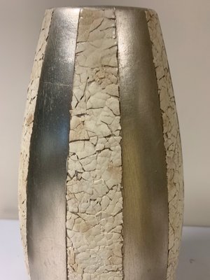 Large Vase with Natural Eggshell Inserts and Silver Leaf, 1950s-IJR-846261