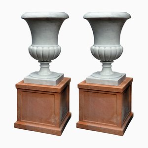 Large Vases in Mediceo Baccellato Carrara Marble Terracotta Base, Set of 2-FDW-2023352