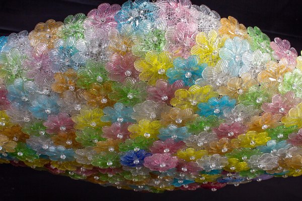 Large Venetian Multi-Colored Glass Flower Ceiling Light, 1960-MBH-1032373