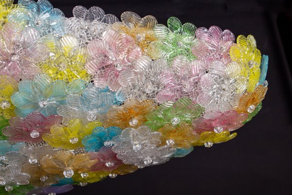 Large Venetian Multi-Colored Glass Flower Ceiling Light, 1960-MBH-1032373