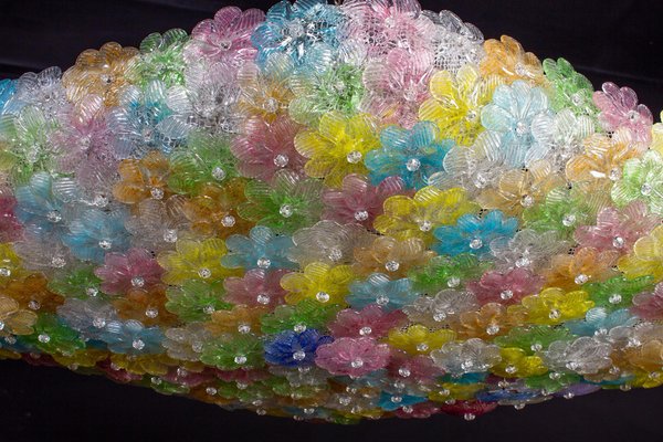 Large Venetian Multi-Colored Glass Flower Ceiling Light Attributed to Barovier & Toso, 1960s-MBH-1032637