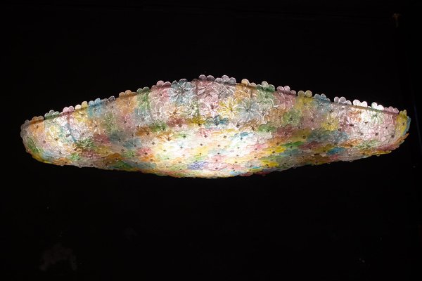 Large Venetian Multi-Colored Glass Flower Ceiling Light Attributed to Barovier & Toso, 1960s-MBH-1032637