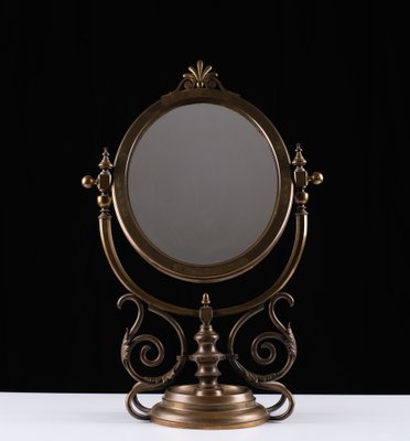 Large Victorian Brass Table Mirror, England, 1880s-GCG-1451434