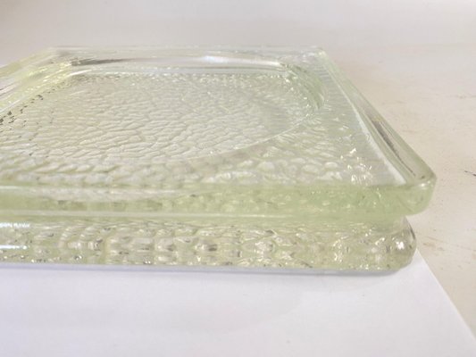 Large Vide Poche or Ashtray in Glass with Geometrical Patterns, France, 1970s-UR-1756082