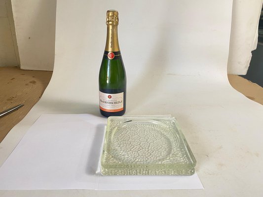 Large Vide Poche or Ashtray in Glass with Geometrical Patterns, France, 1970s-UR-1756082