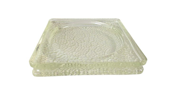 Large Vide Poche or Ashtray in Glass with Geometrical Patterns, France, 1970s-UR-1756082