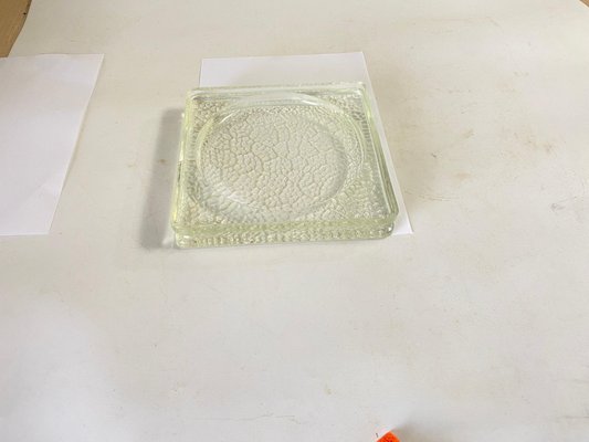 Large Vide Poche or Ashtray in Glass with Geometrical Patterns, France, 1970s-UR-1756082