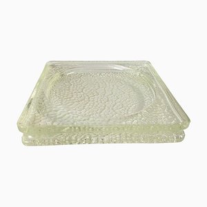 Large Vide Poche or Ashtray in Glass with Geometrical Patterns, France, 1970s-UR-1756082