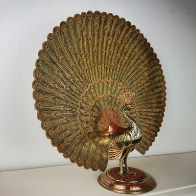 Large Vintage Brass Peacock-AJN-1730141