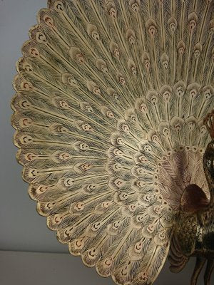 Large Vintage Brass Peacock-AJN-1730141