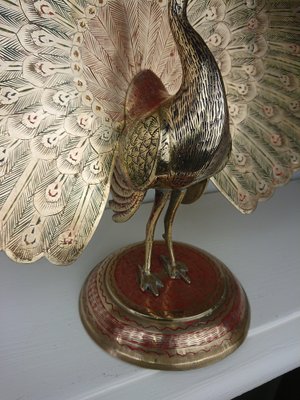 Large Vintage Brass Peacock-AJN-1730141