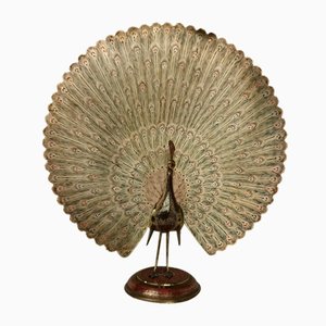 Large Vintage Brass Peacock-AJN-1730141