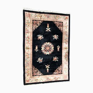 Large Vintage Chinese Black Field Rug-YMM-1061635