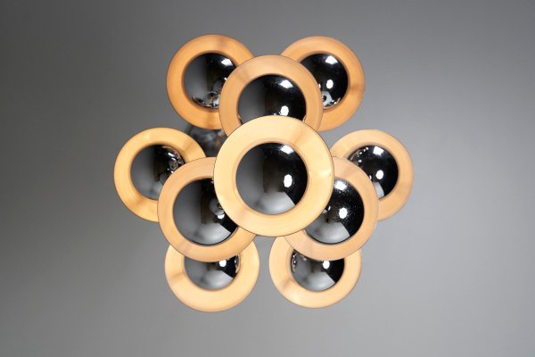 Large Vintage Chrome Flowerpot Chandelier by Verner Panton, 1970s-POG-1793986