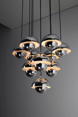 Large Vintage Chrome Flowerpot Chandelier by Verner Panton, 1970s-POG-1793986