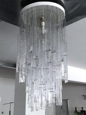 Large Vintage Clear Murano Glass Chandelier from Mazzega, 1970s-OT-1033645