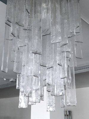 Large Vintage Clear Murano Glass Chandelier from Mazzega, 1970s-OT-1033645