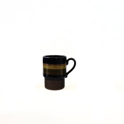 Large Vintage Coffee Mugs in Brown, Green and Yellow from Laholm, Sweden, Set of 6-JKV-1787143