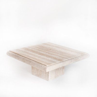 Large Vintage Coffee Table in Travertine Marble, 1980s-ZFJ-2032095