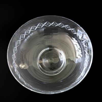 Large Vintage Crystal Bowl on Foot with X Debossed Pattern from Skruf-JKV-1786137