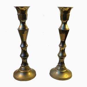 Large Vintage Danish Church Candleholders in Brass, 1950s, Set of 2-LCR-685069