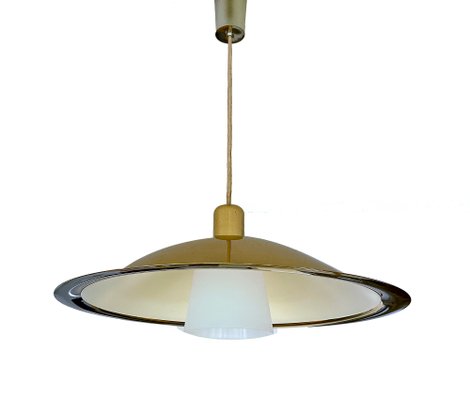 Large Vintage Danish Pendant Light in Brass-GUT-2034617