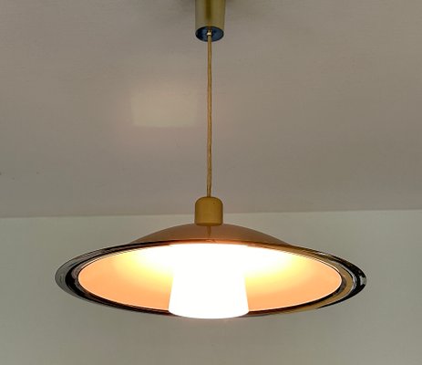 Large Vintage Danish Pendant Light in Brass-GUT-2034617