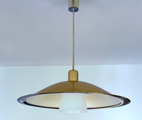 Large Vintage Danish Pendant Light in Brass-GUT-2034617