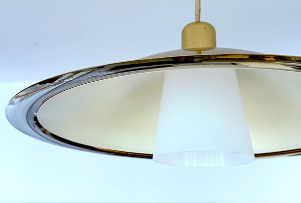 Large Vintage Danish Pendant Light in Brass-GUT-2034617