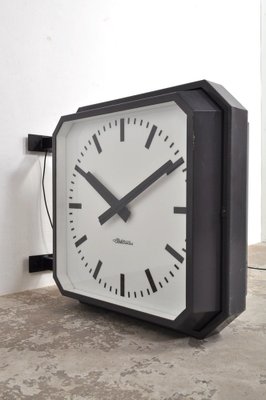 Large Vintage Double-Sided Clock from Pragotron, 1960s-AOX-1822906