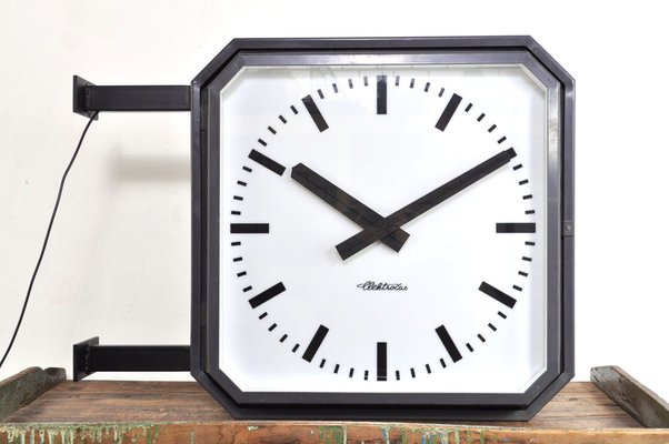 Large Vintage Double-Sided Clock from Pragotron, 1960s-AOX-1822906