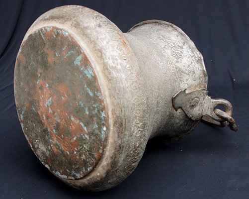 Large Vintage Engraved Islamic Tinned Bucket in Copper, 1920s-UZN-1395098