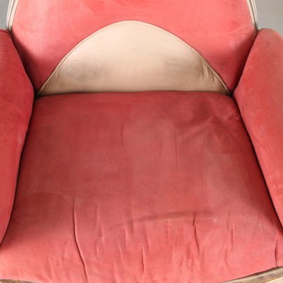 Large Vintage Exceptional Wood and Fabric Armchairs, Set of 2-DSC-1782881