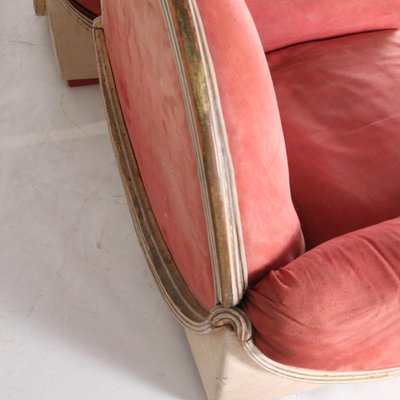 Large Vintage Exceptional Wood and Fabric Armchairs, Set of 2-DSC-1782881