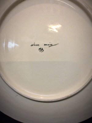 Large Vintage Faience Plate by M.B, 1950s-JZV-2041754