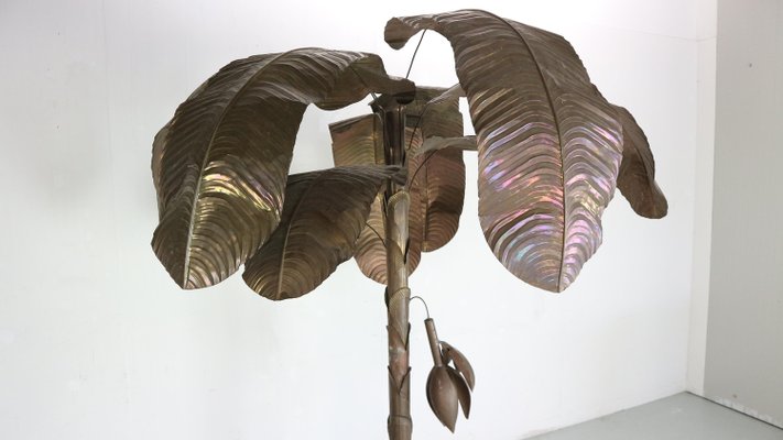 Large Vintage French Coastal Copper Banana Palm Tree from Maison Jansen, 1970s-DT-2026315