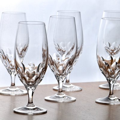 Large Vintage French Flutes in Royal Crystal, 1950s, Set of 6-SHG-2035696